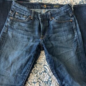 7 For All Mankind Women's Dark Blue Straight Leg Jeans